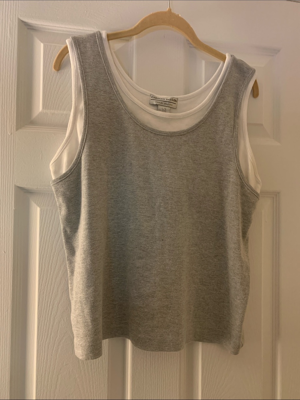 Christina Layered Grey and White Sleeveless Tank
